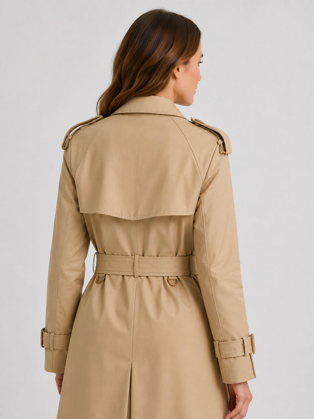 Trench Mi-Long Femme Beige