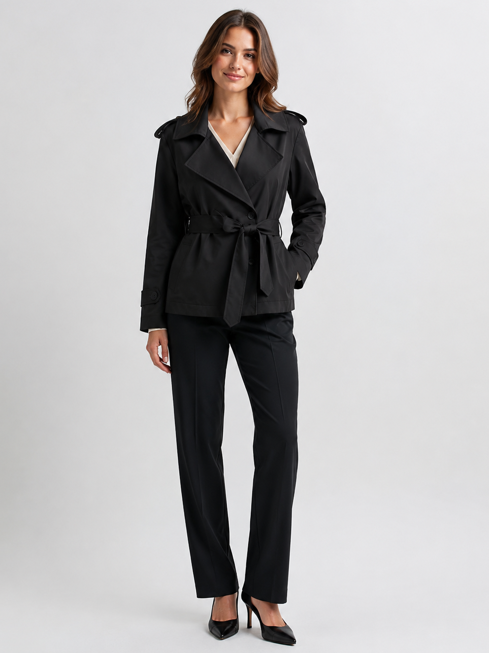 Trench Court Noir Femme