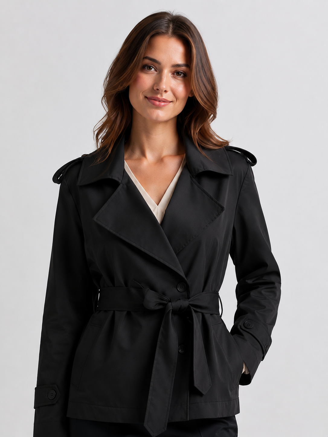 Trench Court Noir Femme