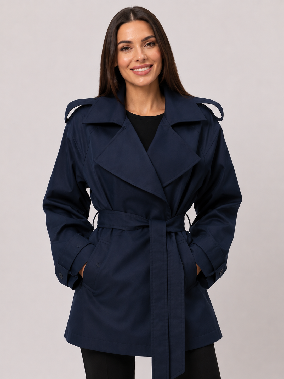Trench Femme Court Bleu Marine