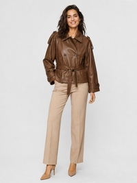 Trench Court Simili Cuir Femme