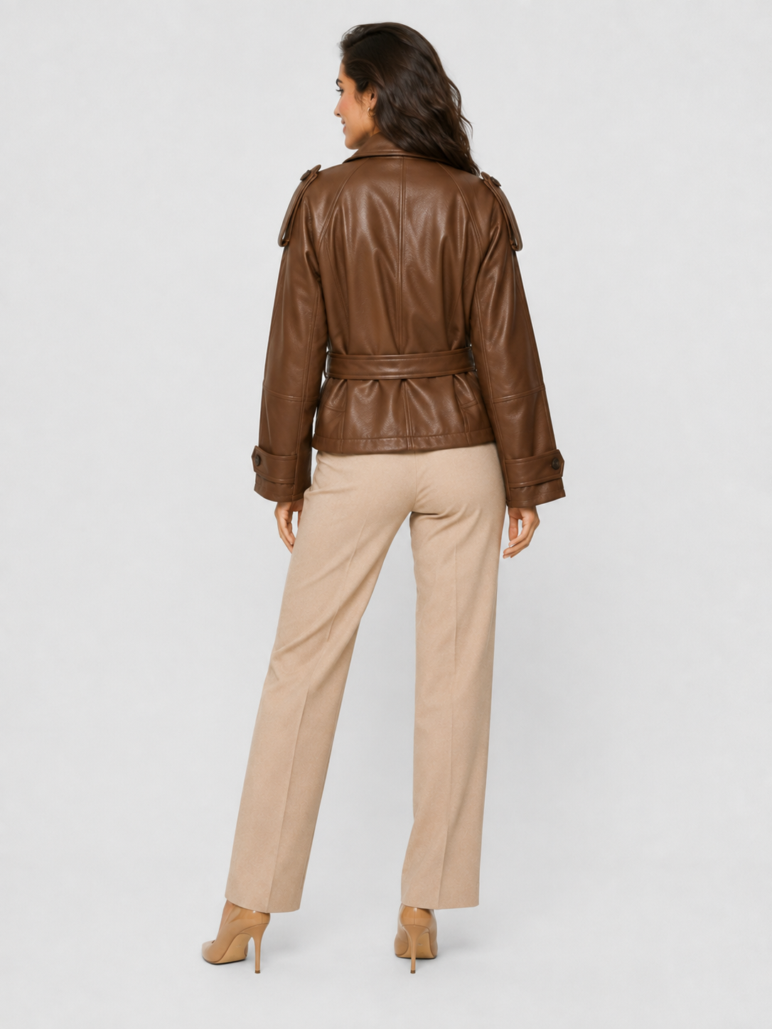 Trench Court Simili Cuir Femme