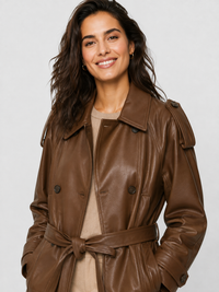 Trench Court Simili Cuir Femme