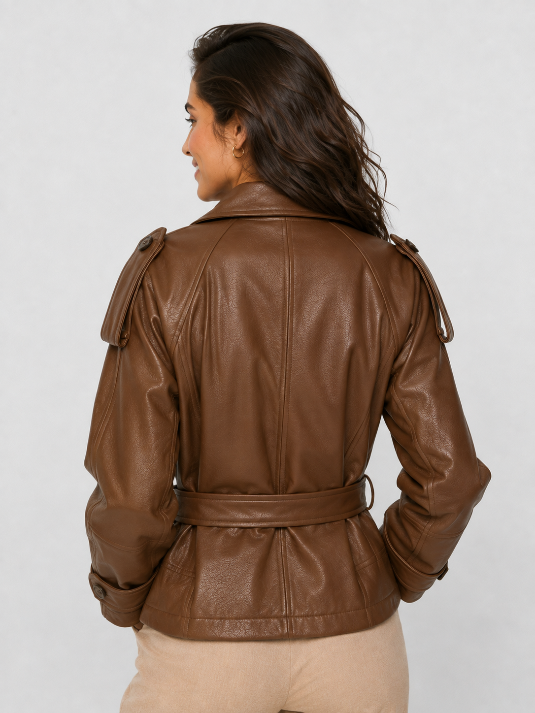 Trench Court Simili Cuir Femme