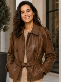 Trench Court Simili Cuir Femme