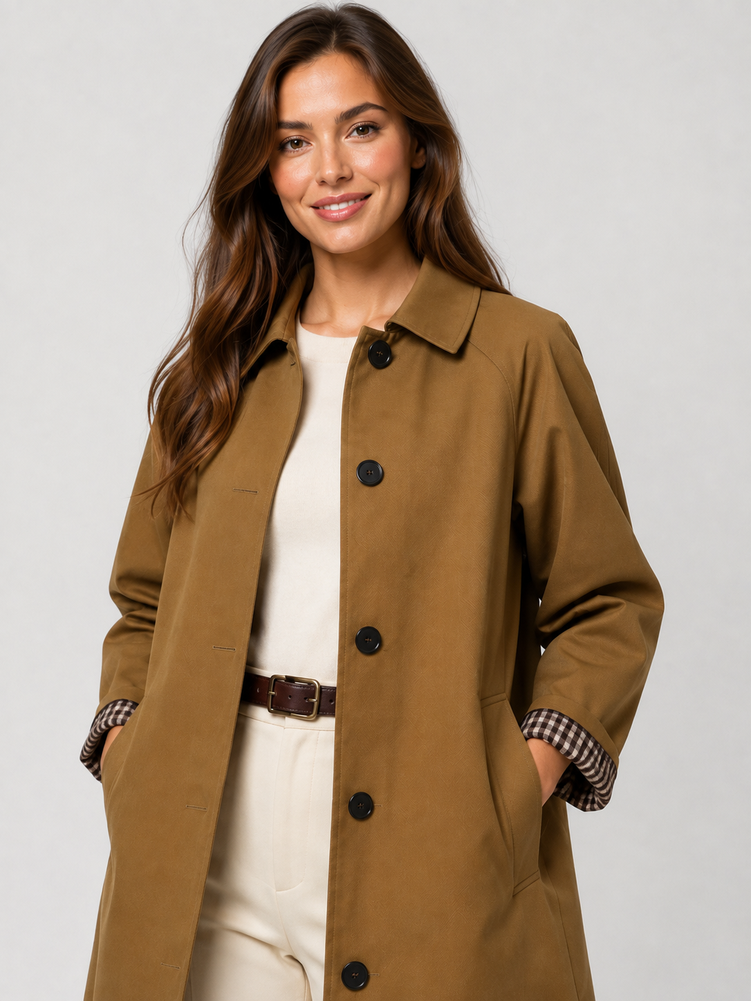 Trench Femme Camel Mi Long