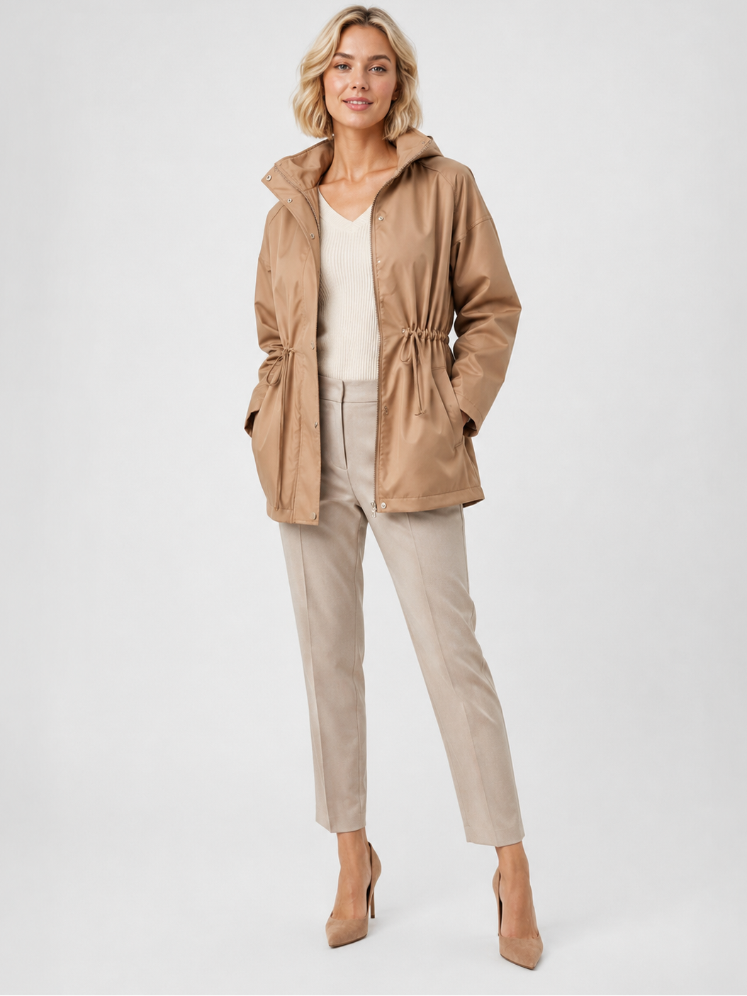 Trench Femme Court Kaki