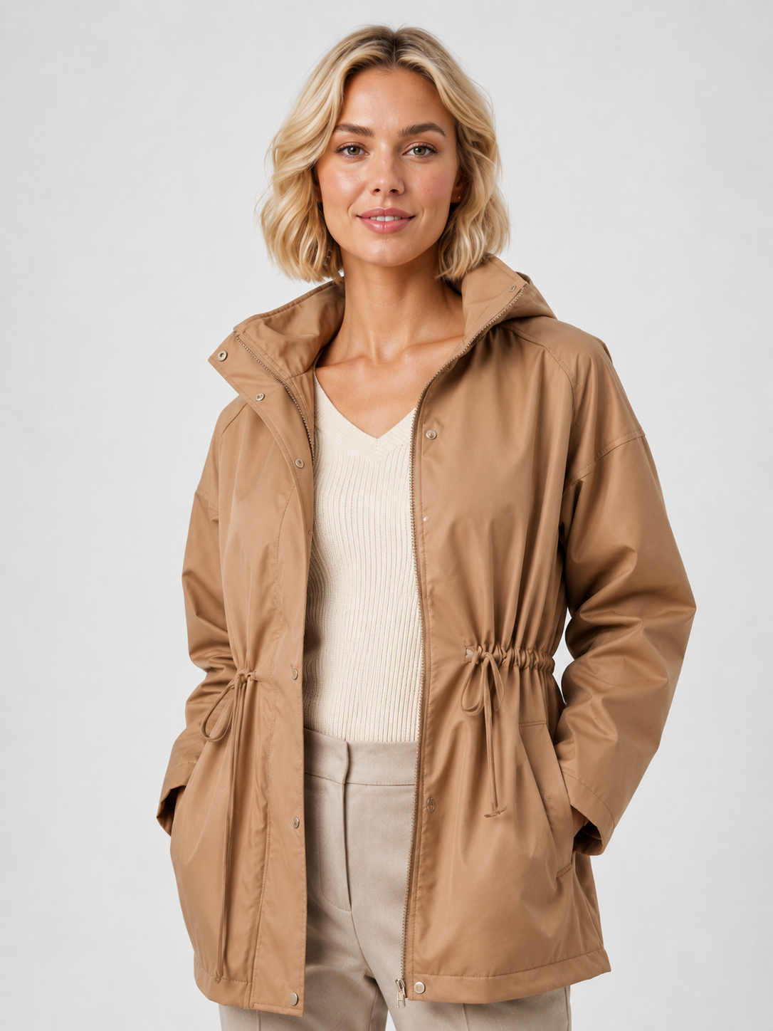 Trench Femme Court Kaki