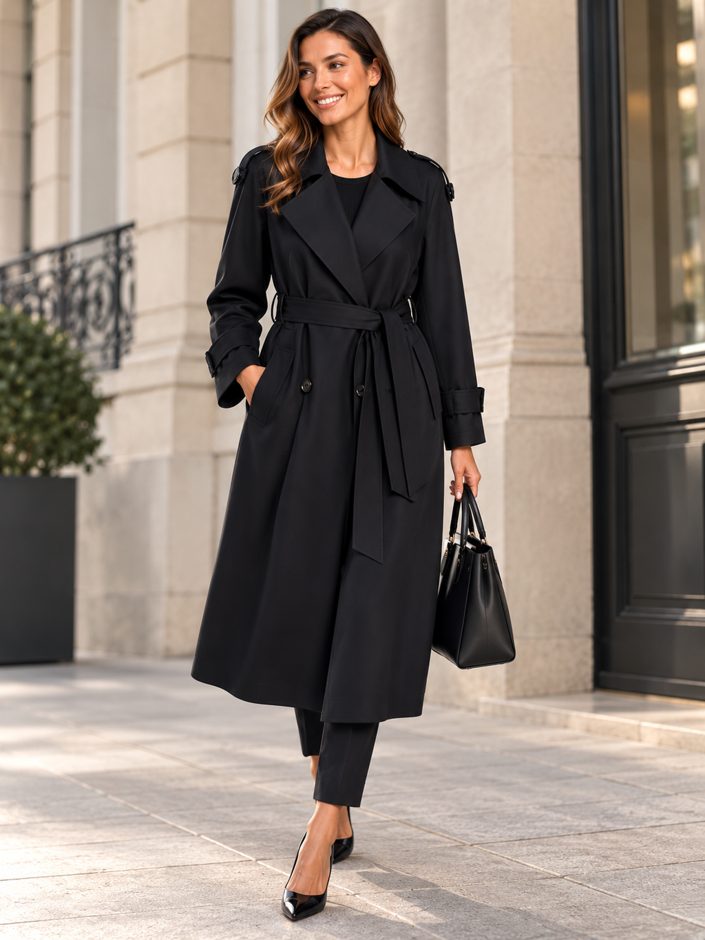 Manteau Trench Noir Long