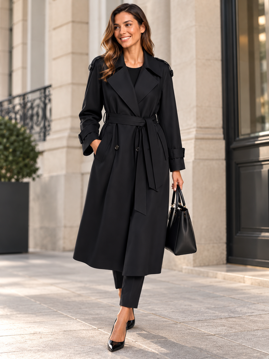 Manteau Trench Noir Long