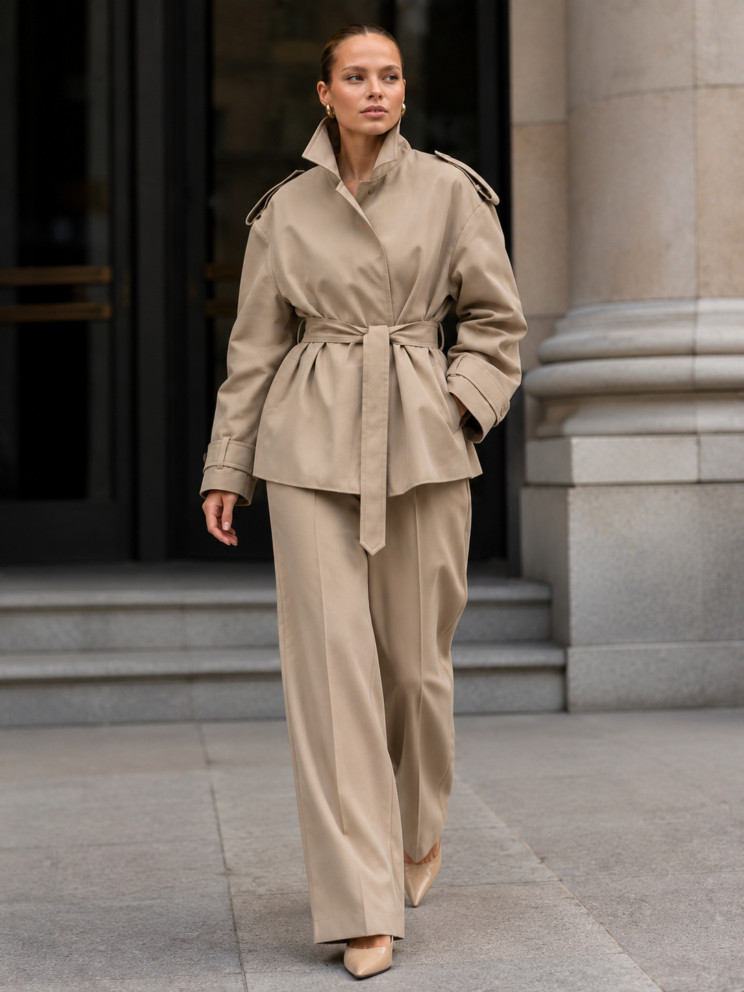 Trench Femme Col Montant