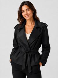 Trench Court Noir Ceinture