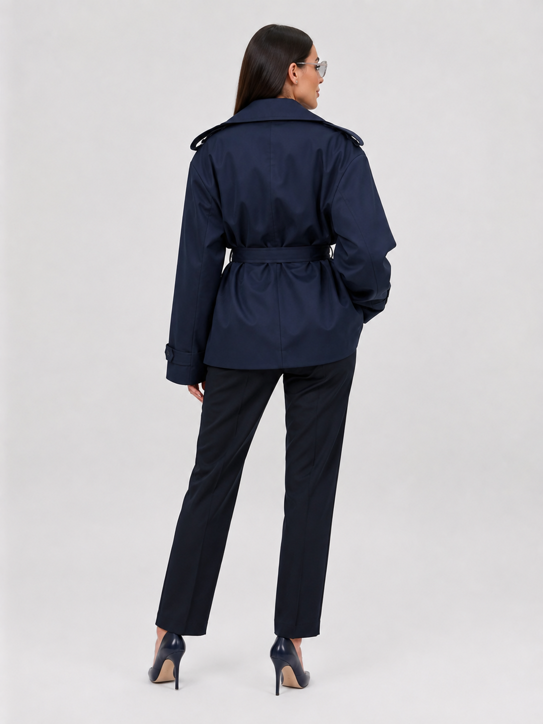 Trench Bleu Marine Court Femme