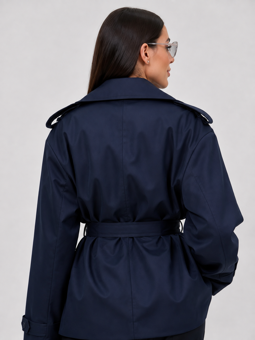 Trench Bleu Marine Court Femme
