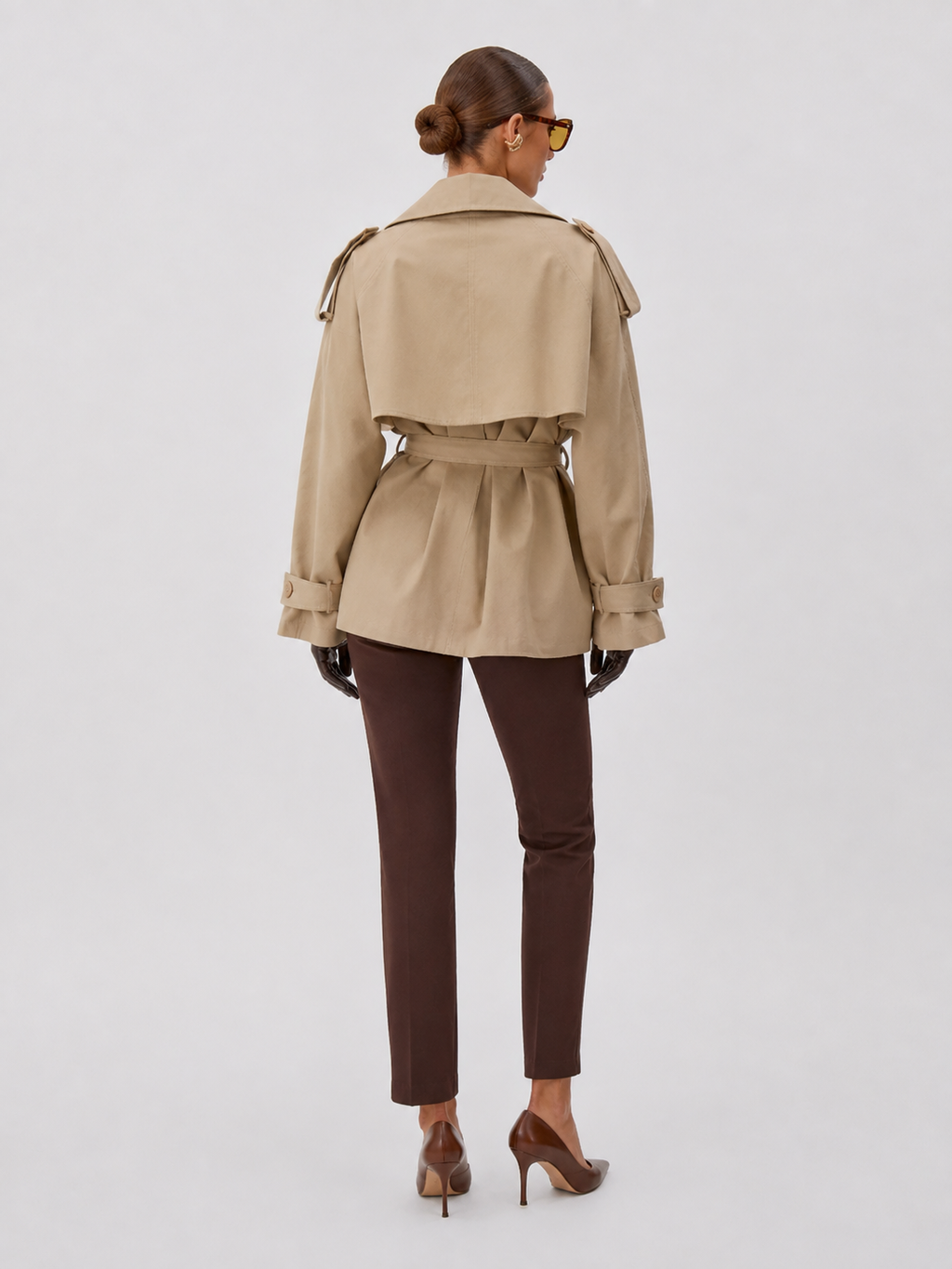 Trench Coat Court Femme Beige