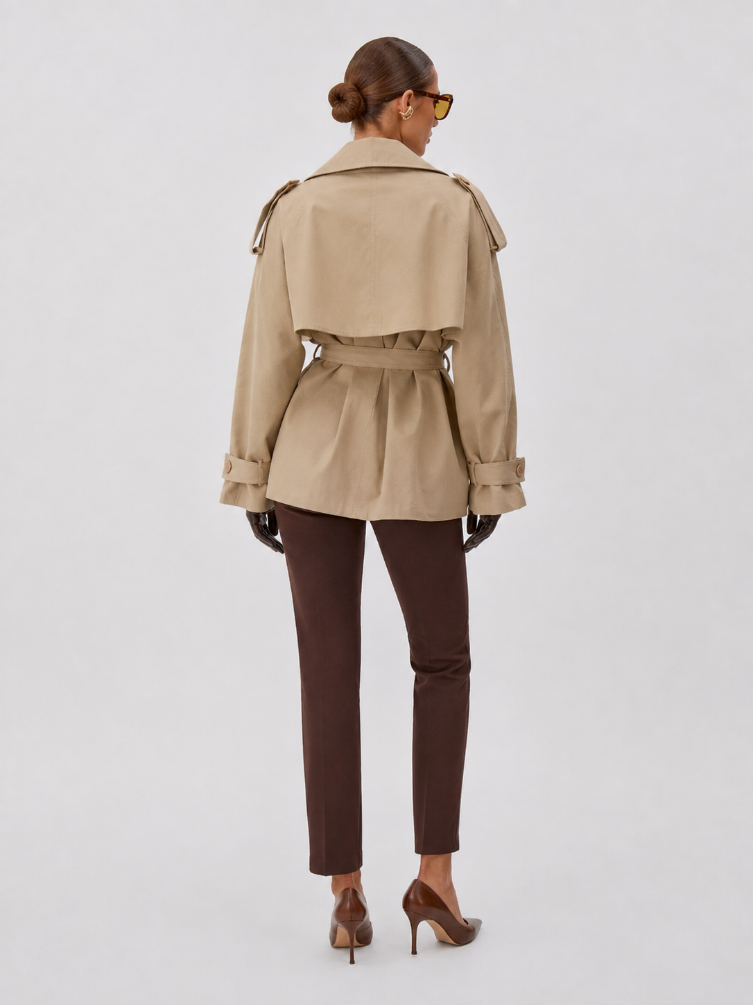 Trench Coat Court Femme Beige