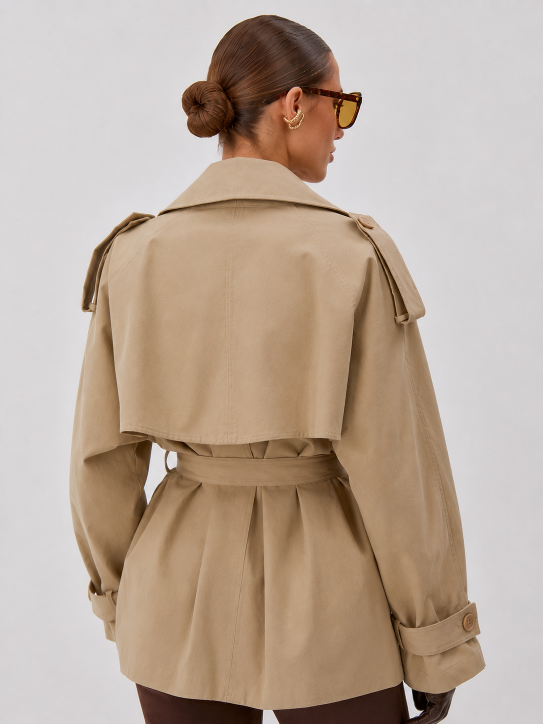 Trench Coat Court Femme Beige