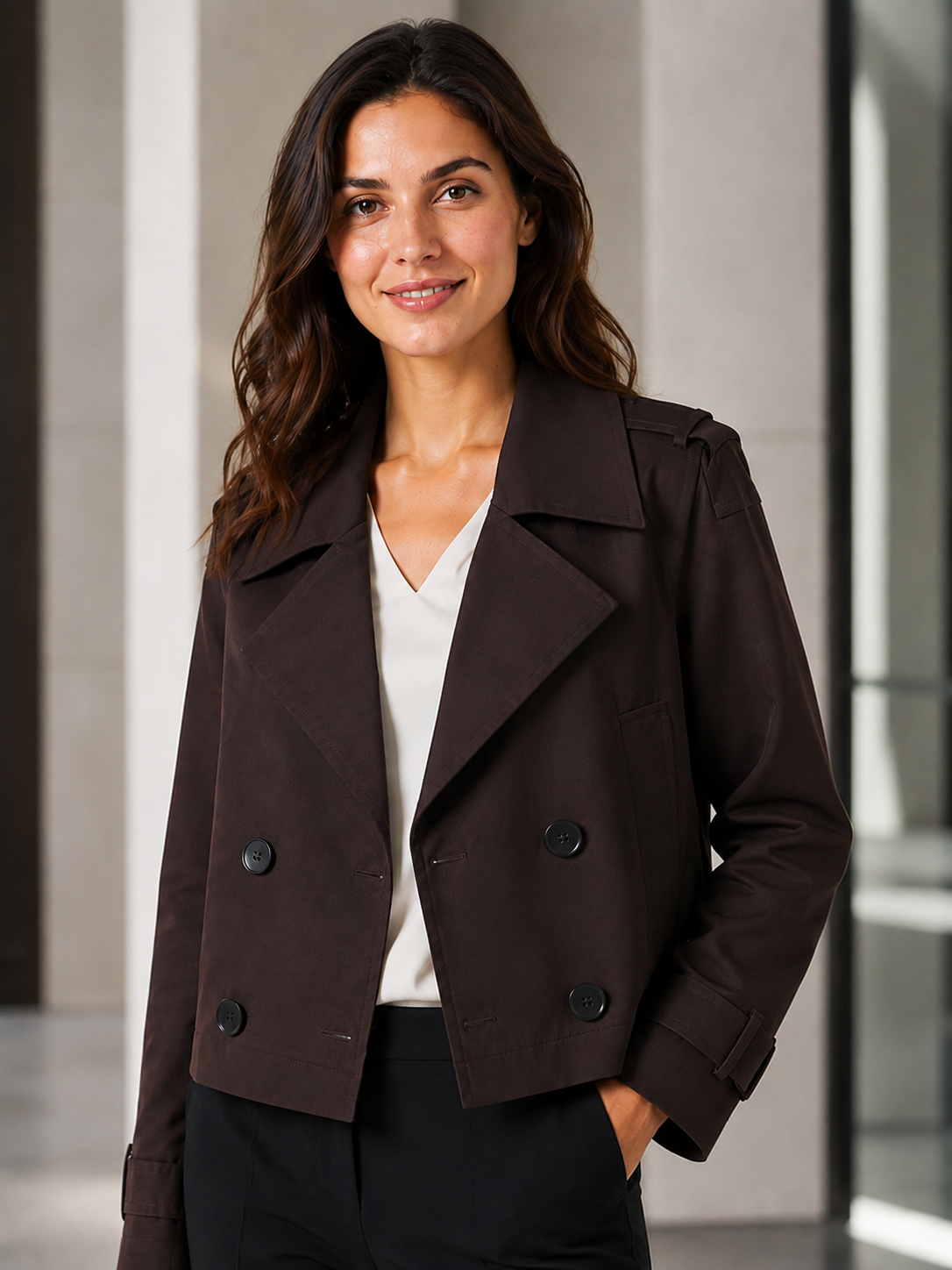 Trench Marron Femme Court