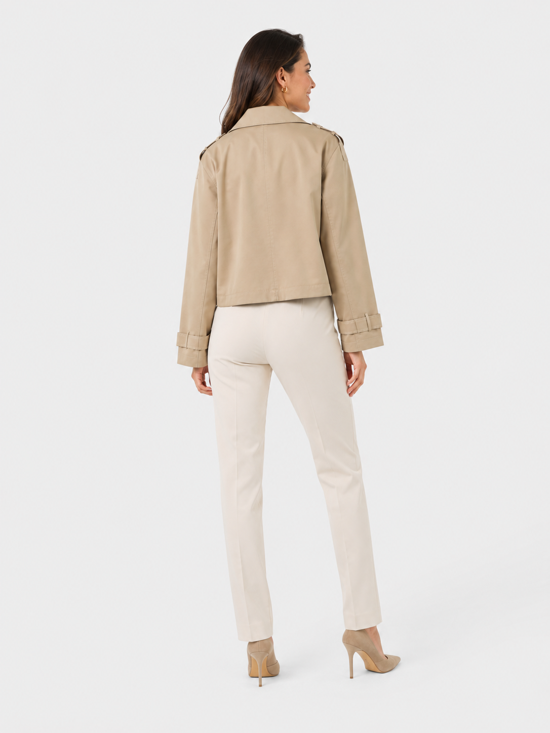 Trench Coat Court Femme Beige