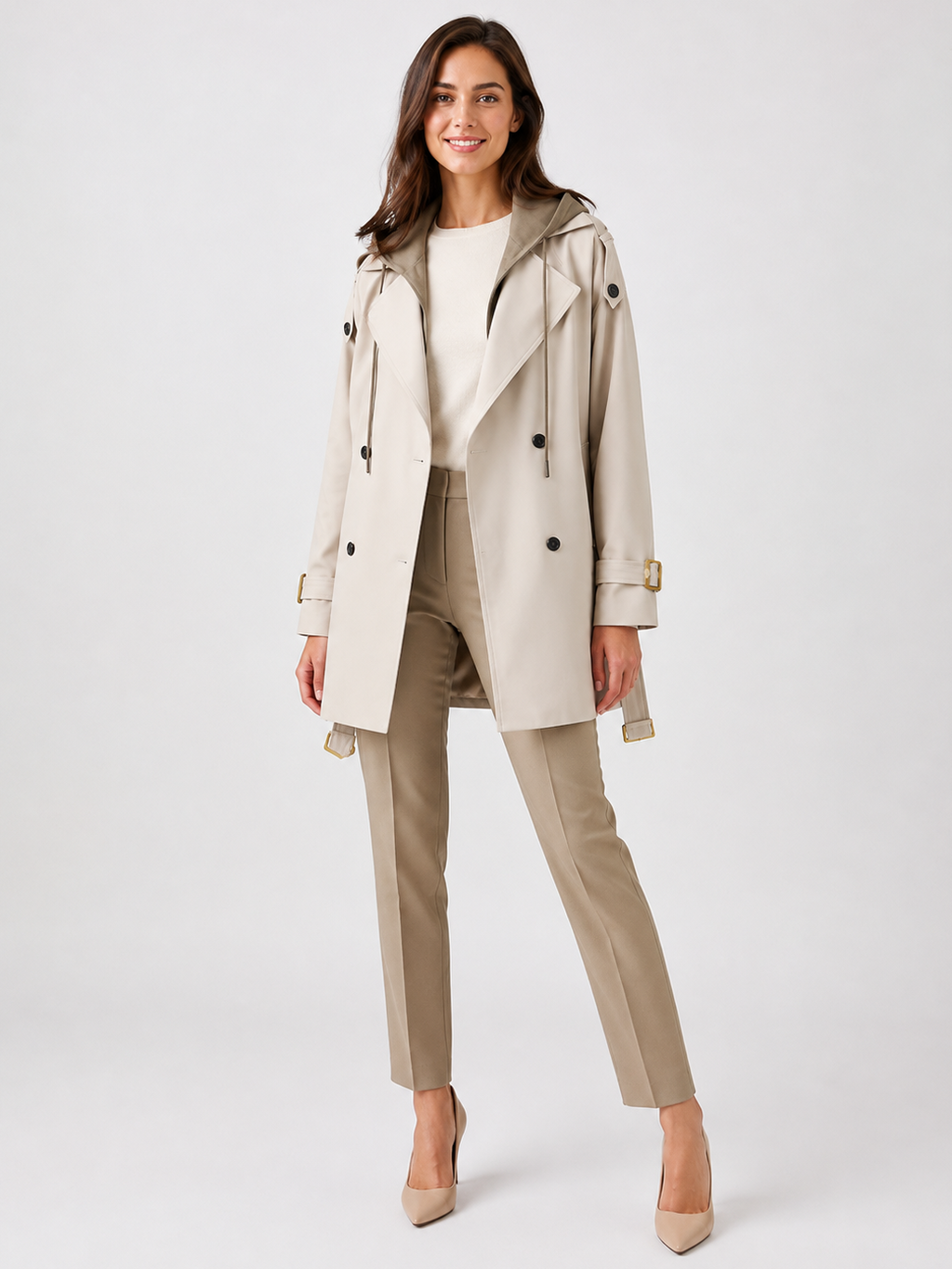 Trench A Capuche Imperméable Femme
