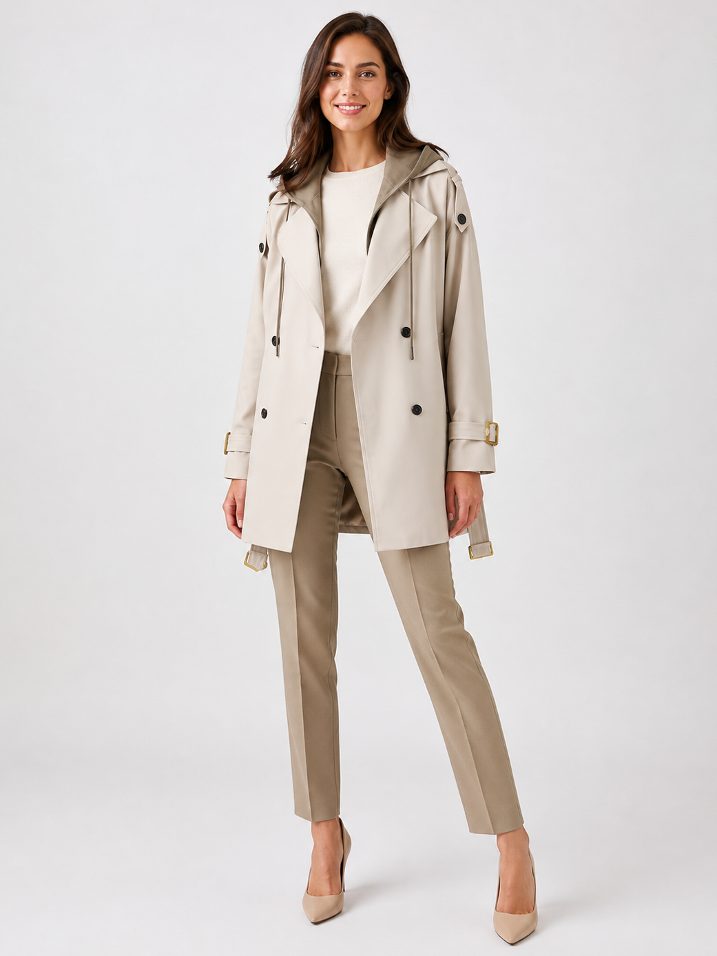 Trench A Capuche Imperméable Femme