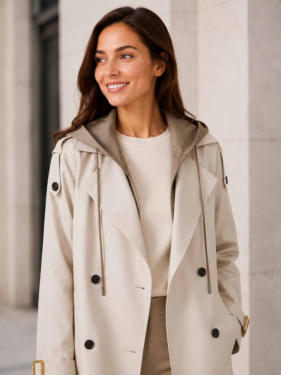 Trench A Capuche Imperméable Femme