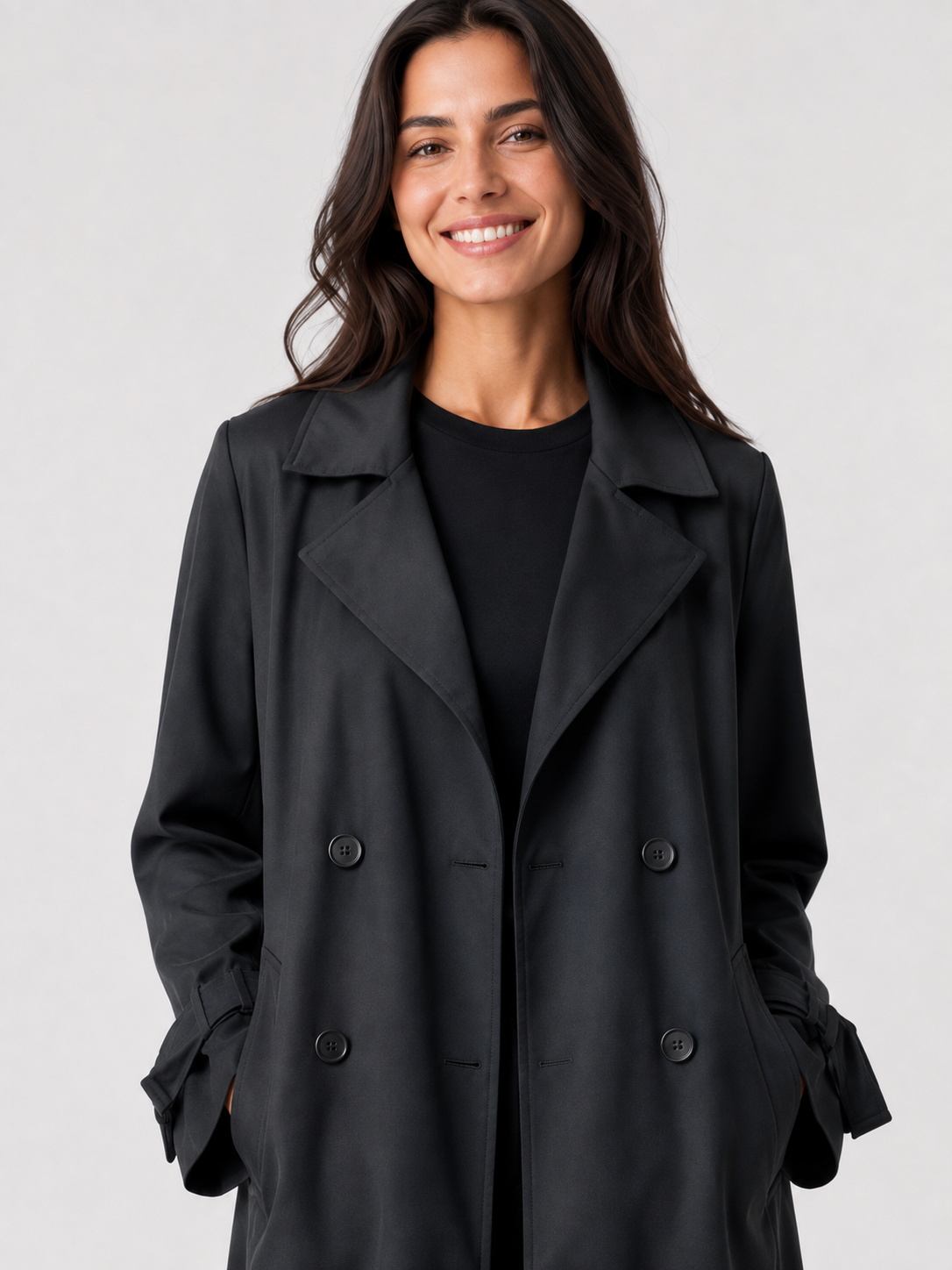 Long Trench Noir Femme