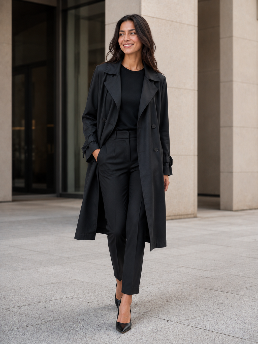 Long Trench Noir Femme