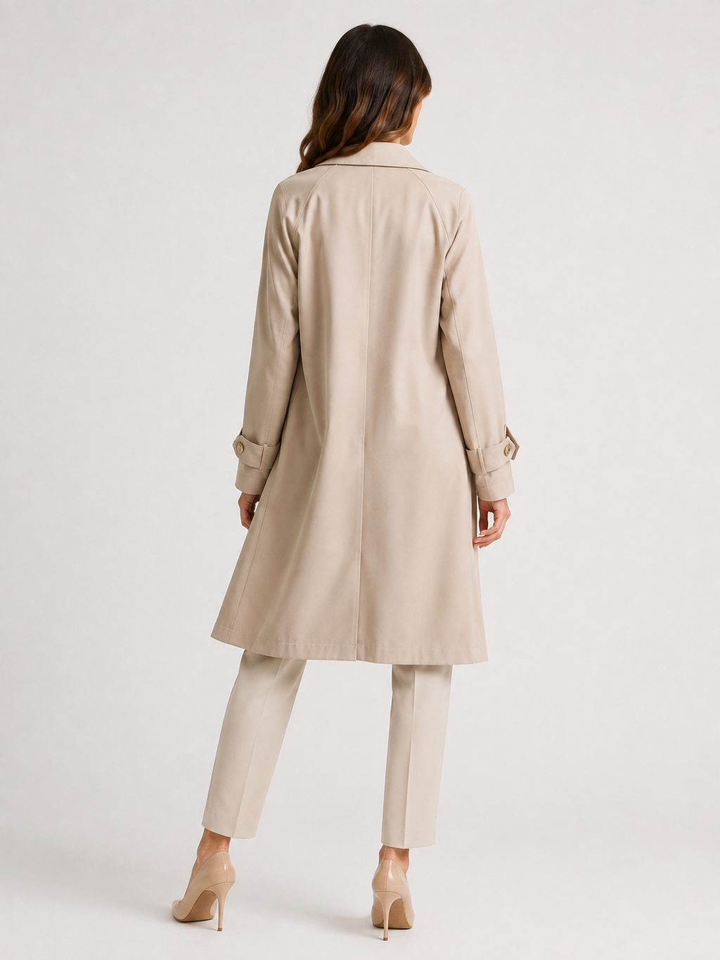 Trench Coat Long Femme Beige