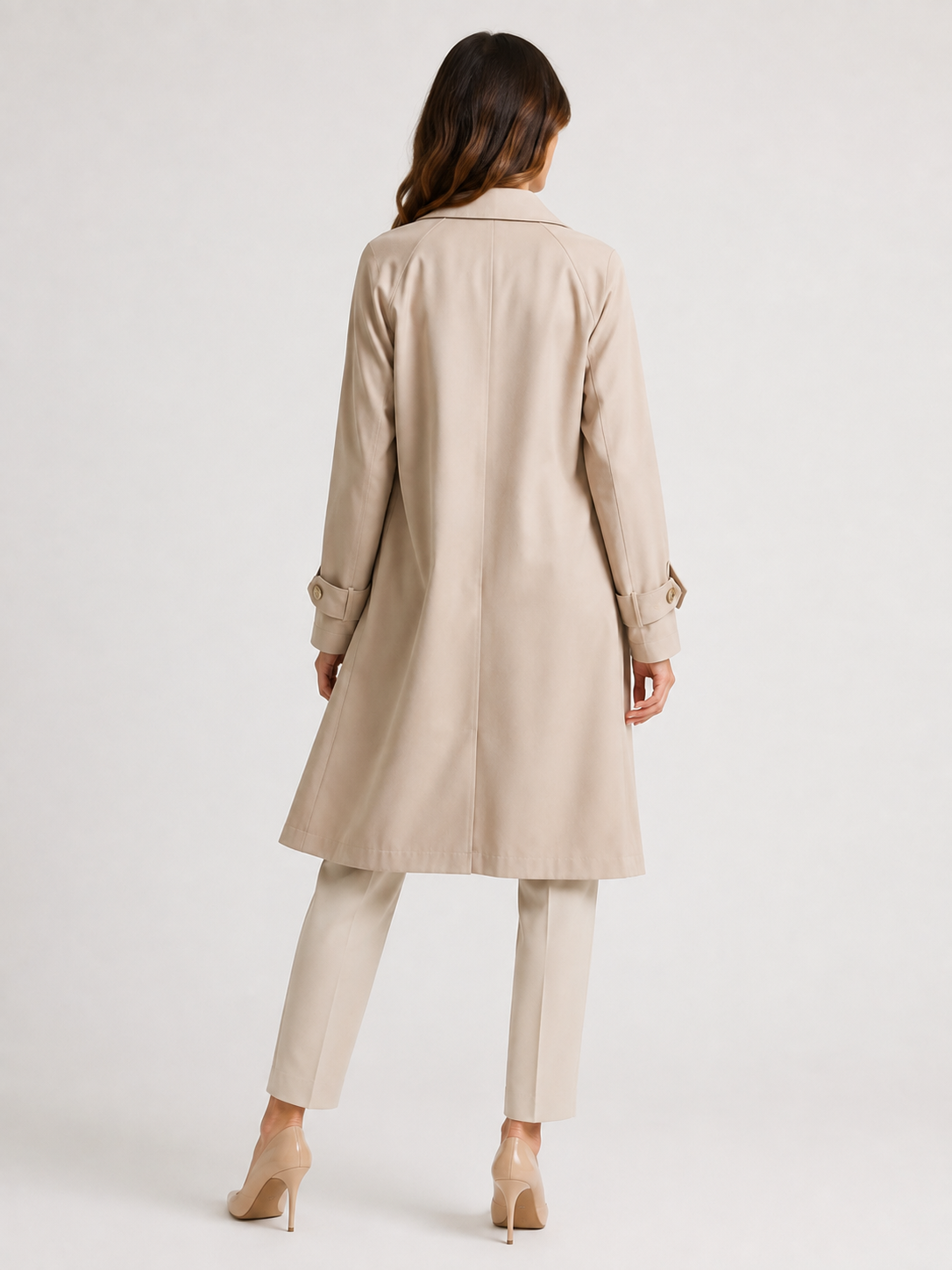 Trench Coat Long Femme Beige