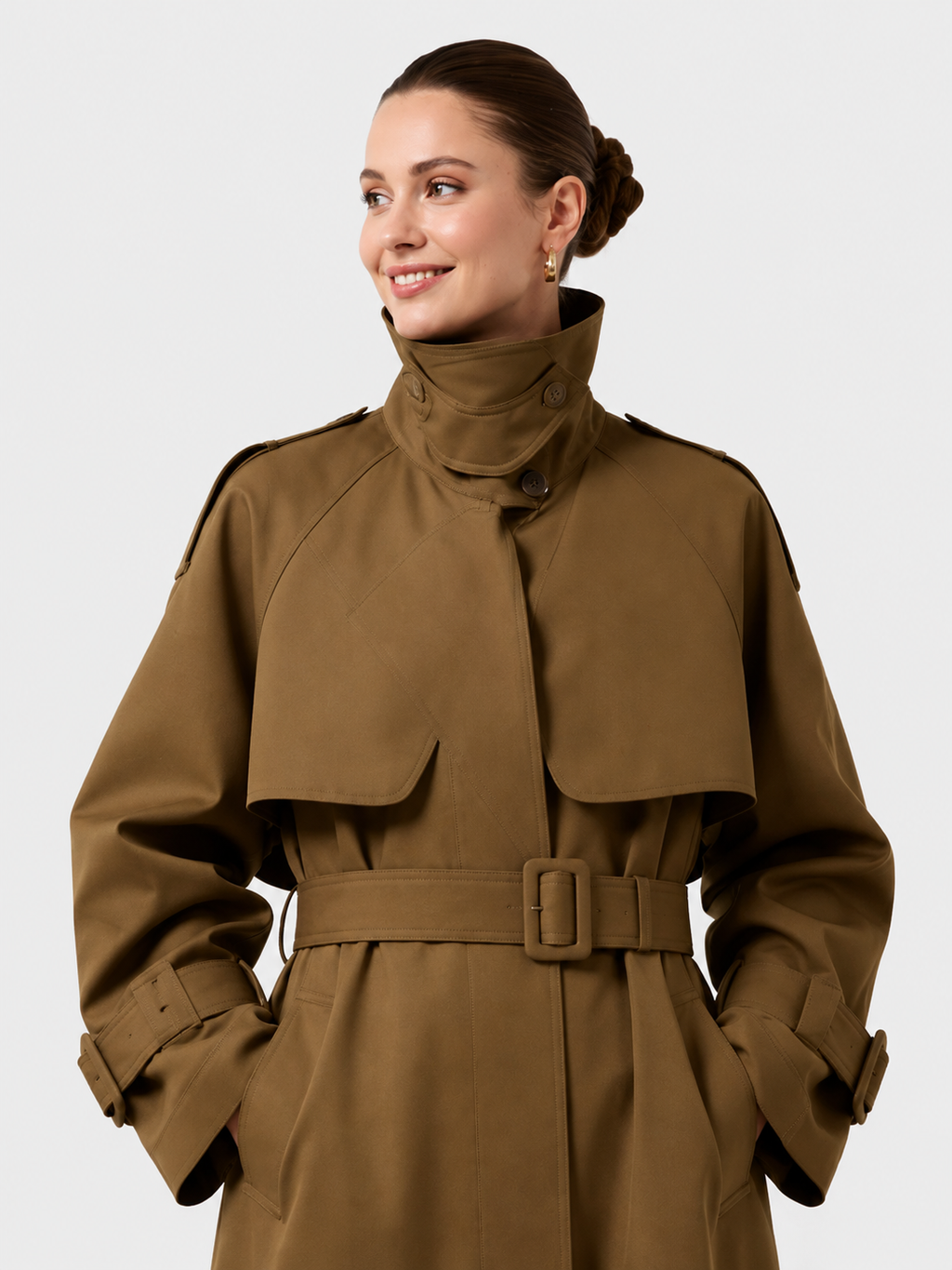 Trench Long Col Montant