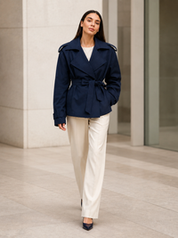 Trench Court Bleu Marine Femme