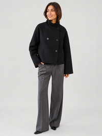Manteau Noir Oversize Femme Court
