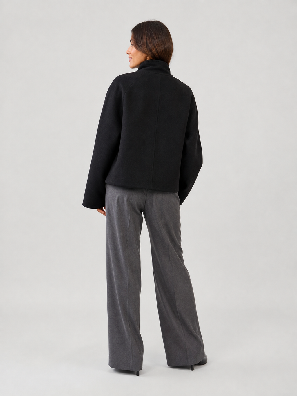 Manteau Noir Oversize Femme Court