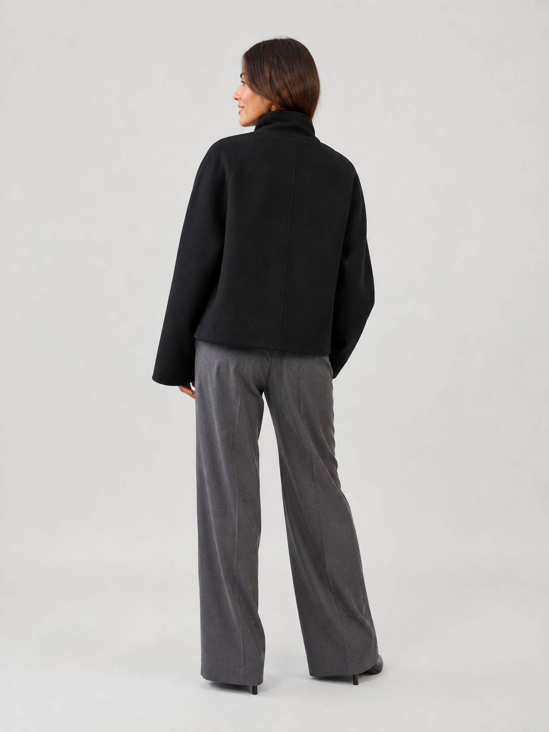 Manteau Noir Oversize Femme Court