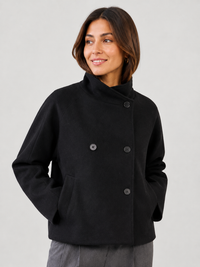 Manteau Noir Oversize Femme Court