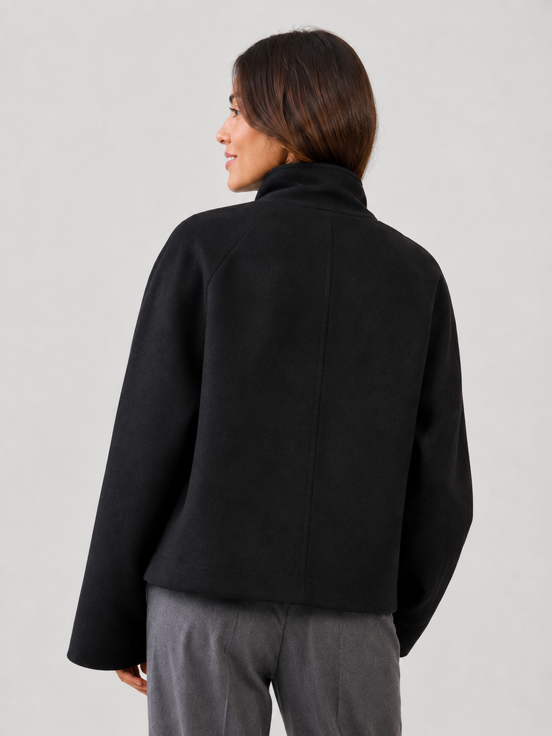 Manteau Noir Oversize Femme Court