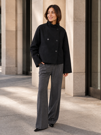 Manteau Noir Oversize Femme Court