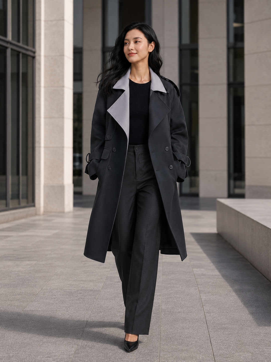 Trench Long Gris