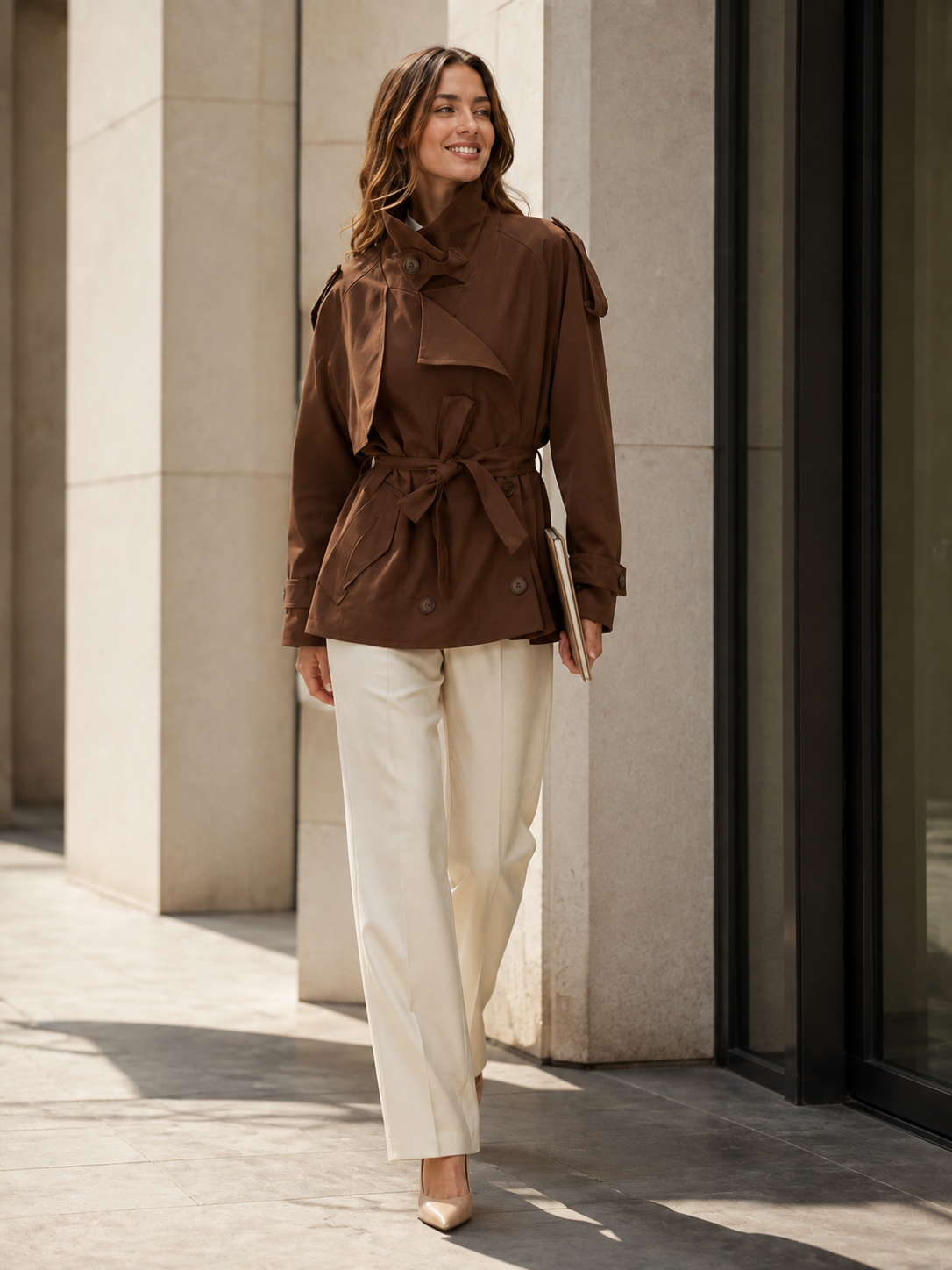 Trench Femme Marron Chocolat