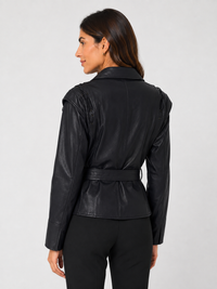 Veste En Cuir Noir Courte Femme