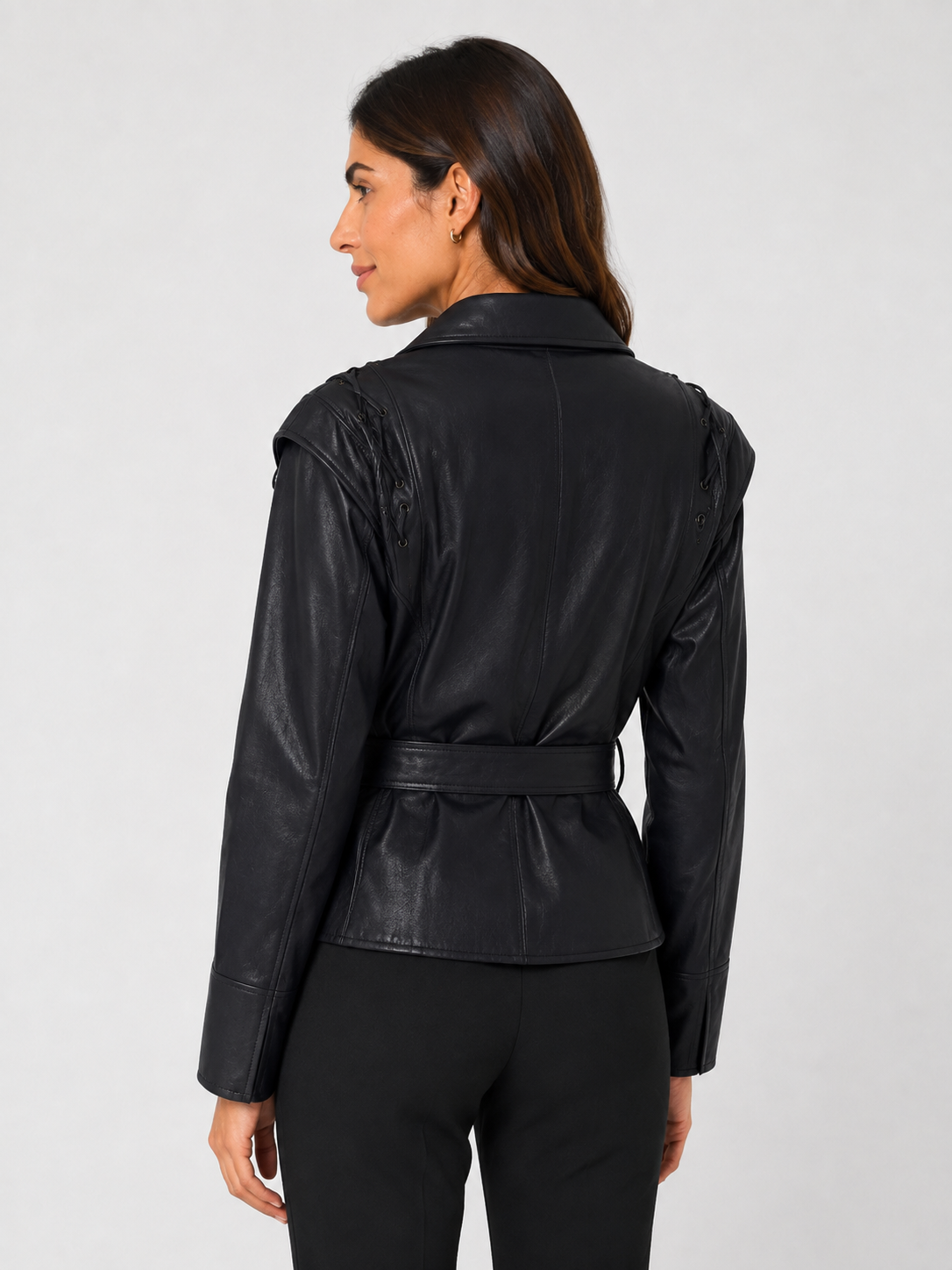 Veste En Cuir Noir Courte Femme