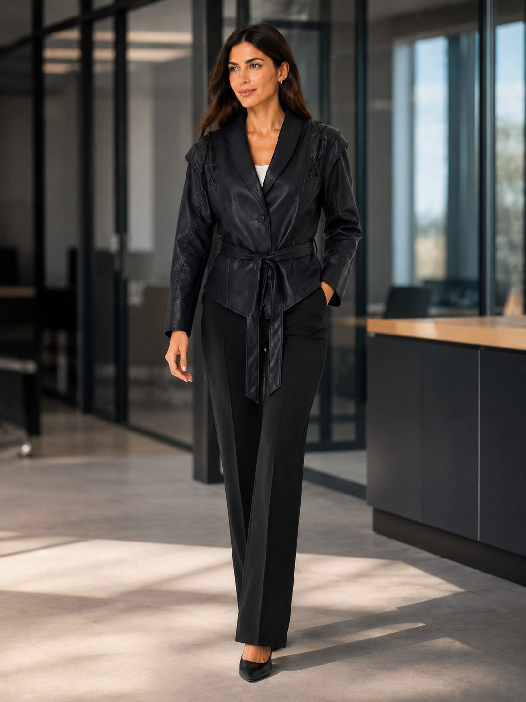 Veste En Cuir Noir Courte Femme