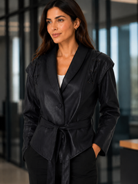 Veste En Cuir Noir Courte Femme