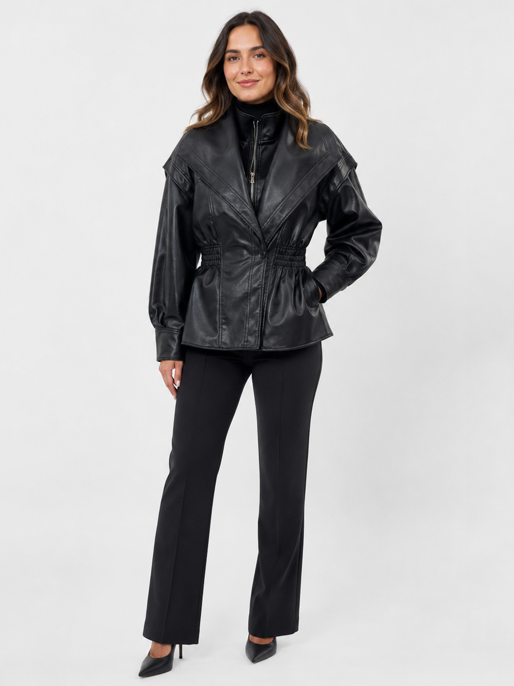 Longue Veste Simili Cuir Femme