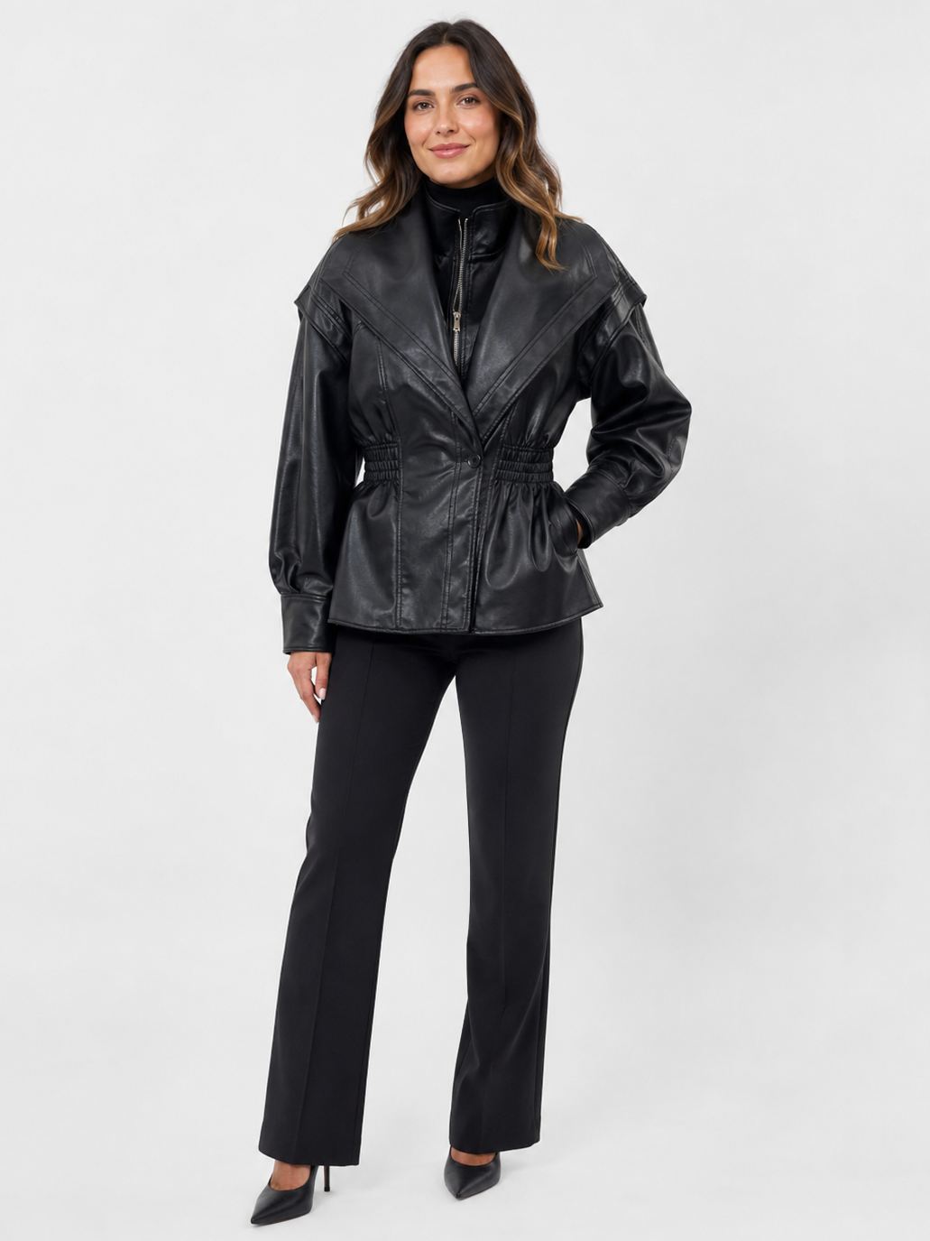 Longue Veste Simili Cuir Femme