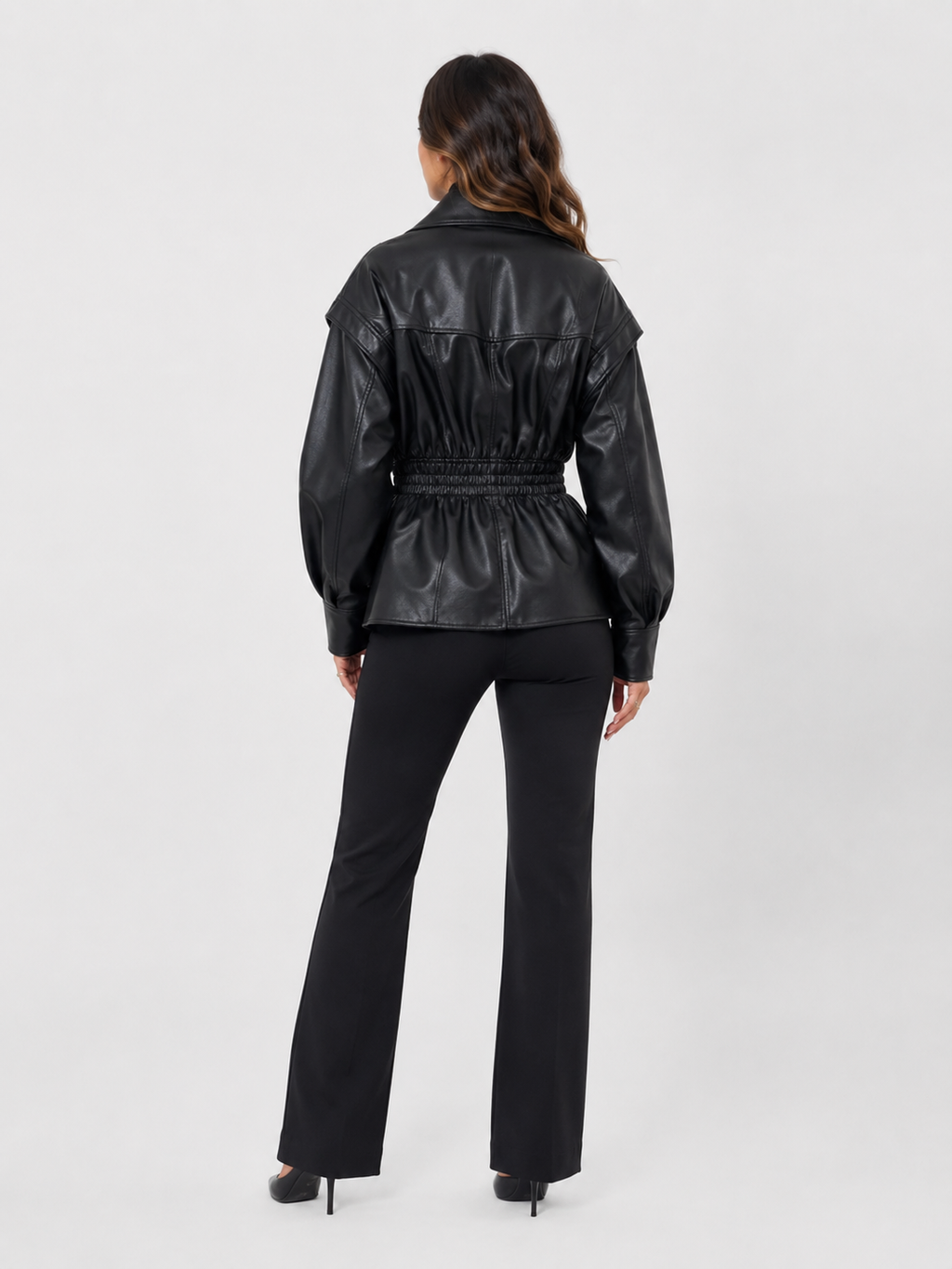 Longue Veste Simili Cuir Femme