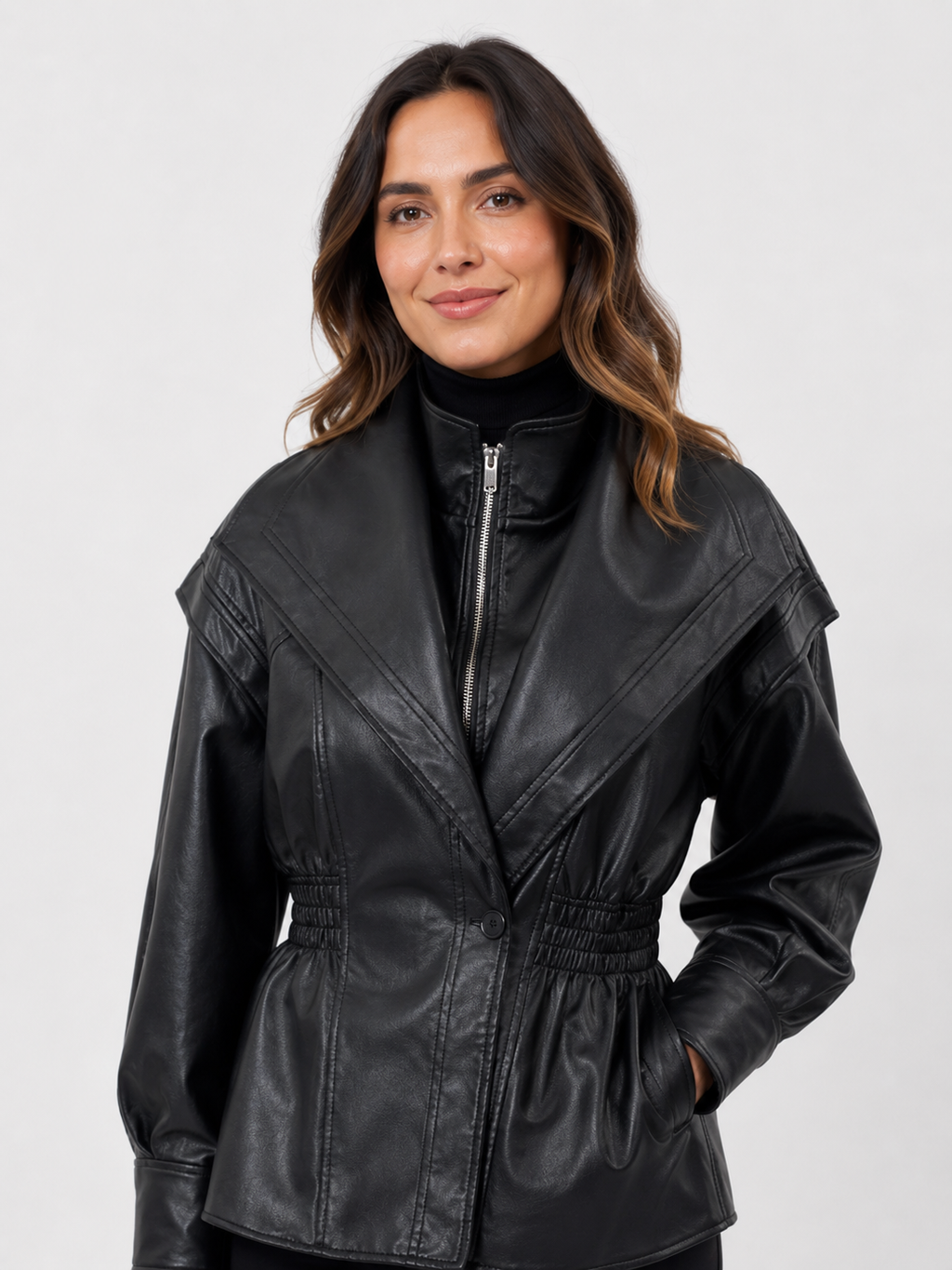 Longue Veste Simili Cuir Femme