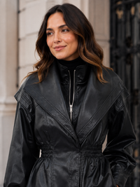 Longue Veste Simili Cuir Femme