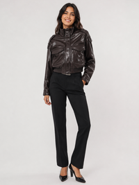 Court Veste Cuir Noir Femme